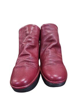 Fly London Burgundy leather ankle booties women's size 8